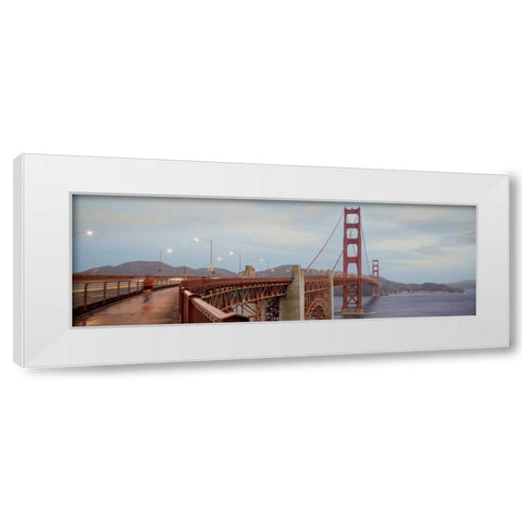 Morning Ride on the Bridge #2 White Modern Wood Framed Art Print by Blaustein, Alan