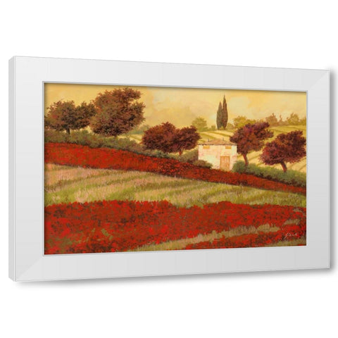Papaveri Toscana I White Modern Wood Framed Art Print by Borelli, Guido