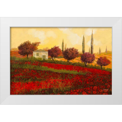 Papaveri Toscana II White Modern Wood Framed Art Print by Borelli, Guido