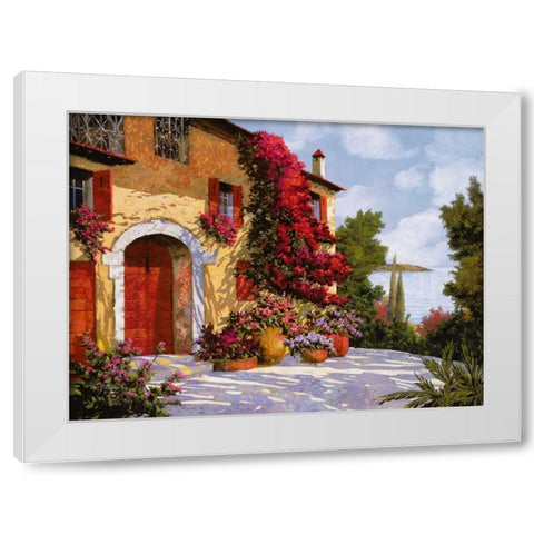 Bouganville White Modern Wood Framed Art Print by Borelli, Guido
