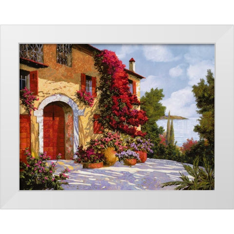 Bouganville White Modern Wood Framed Art Print by Borelli, Guido