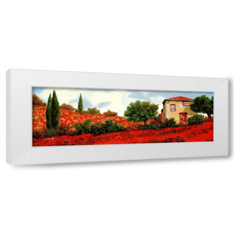 I Papaveri Sulle Colline White Modern Wood Framed Art Print by Borelli, Guido
