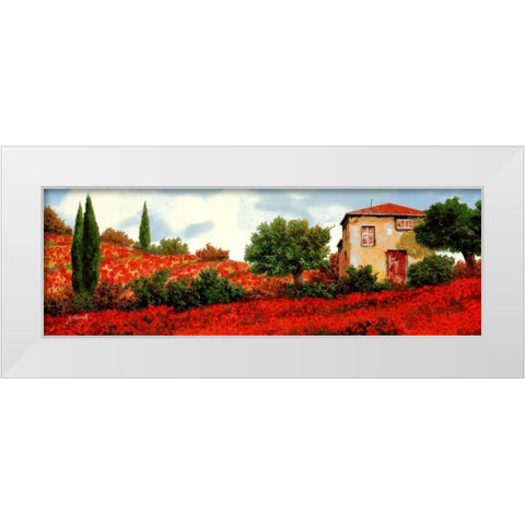 I Papaveri Sulle Colline White Modern Wood Framed Art Print by Borelli, Guido