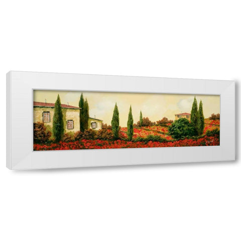 Tre Case Tra I Papaveri White Modern Wood Framed Art Print by Borelli, Guido