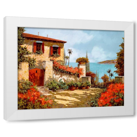 Il Giardino Rosso White Modern Wood Framed Art Print by Borelli, Guido