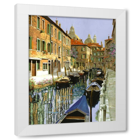 La Barche Sul Canale White Modern Wood Framed Art Print by Borelli, Guido