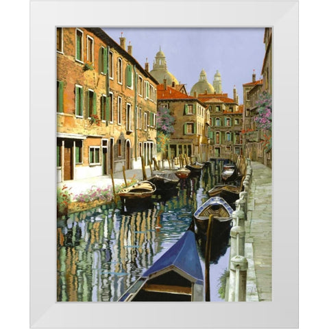 La Barche Sul Canale White Modern Wood Framed Art Print by Borelli, Guido