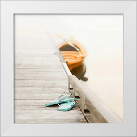 Summer at the Lake White Modern Wood Framed Art Print by Bell, Nicholas