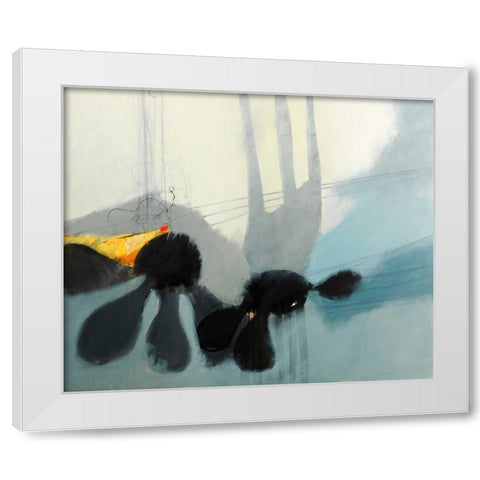 Flowers Tale White Modern Wood Framed Art Print by Brix, Sidsel