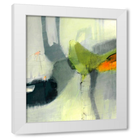 Green Bird White Modern Wood Framed Art Print by Brix, Sidsel