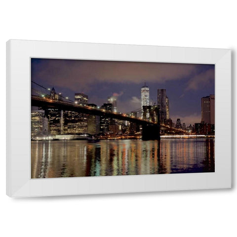 Brooklyn Bridge at Dawn White Modern Wood Framed Art Print by Blaustein, Alan