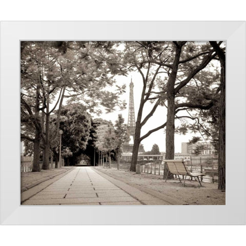 Promenade et Tour Eiffel White Modern Wood Framed Art Print by Blaustein, Alan