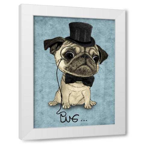 Gentle Pug White Modern Wood Framed Art Print by Barruf