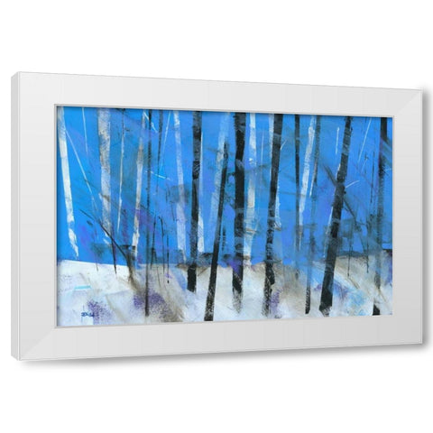 Birch and Black Ash Saplings White Modern Wood Framed Art Print by Bailey, Paul