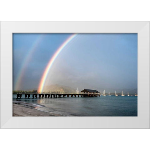 Rainbows at Hanalei White Modern Wood Framed Art Print by Burt, Daniel