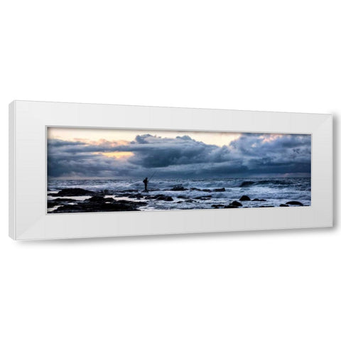 Surf Fishing White Modern Wood Framed Art Print by Burt, Daniel