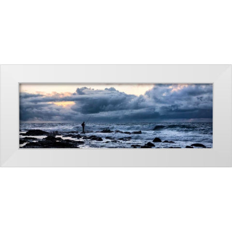 Surf Fishing White Modern Wood Framed Art Print by Burt, Daniel