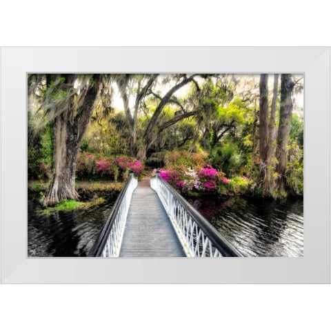 The Garden Bridge White Modern Wood Framed Art Print by Burt, Daniel