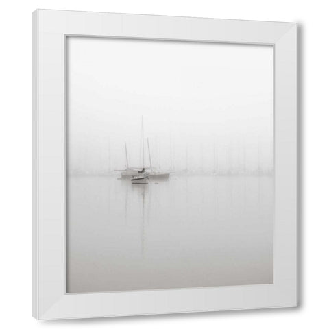 Sailboats White Modern Wood Framed Art Print by Bell, Nicholas