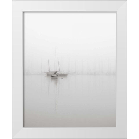 Sailboats White Modern Wood Framed Art Print by Bell, Nicholas