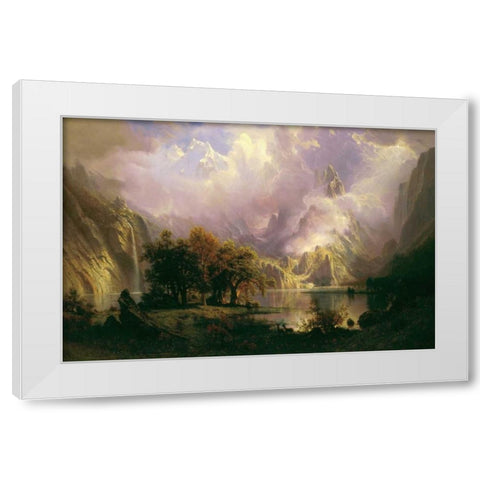 Rocky Mountain Landscape White Modern Wood Framed Art Print by Bierstadt, Albert