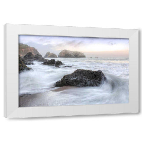 Crescent Beach Waves 2 White Modern Wood Framed Art Print by Blaustein, Alan