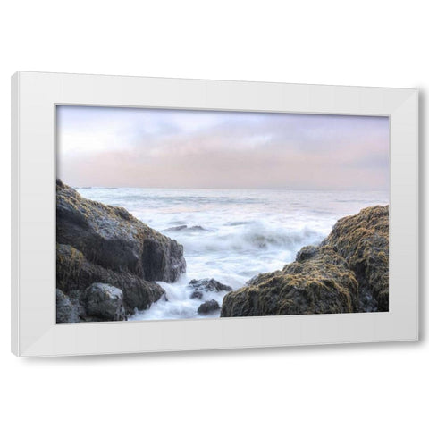 Crescent Beach Waves 3 White Modern Wood Framed Art Print by Blaustein, Alan