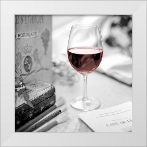 Vin Rouge White Modern Wood Framed Art Print by Blaustein, Alan