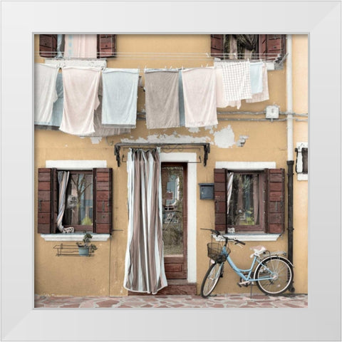Venetian Bicicletta-1 White Modern Wood Framed Art Print by Blaustein, Alan