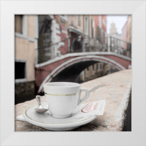 Canal Espresso Bar Guiseppi White Modern Wood Framed Art Print by Blaustein, Alan