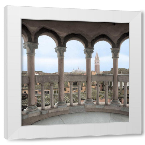 Arches with Campanile Vista White Modern Wood Framed Art Print by Blaustein, Alan