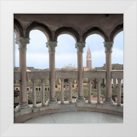 Arches with Campanile Vista White Modern Wood Framed Art Print by Blaustein, Alan