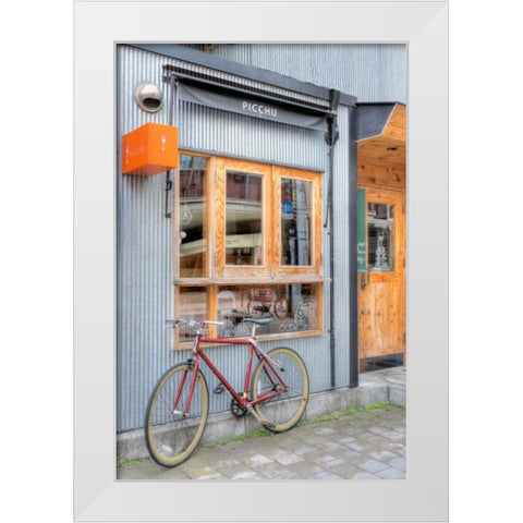 Red Bicycle, Japan White Modern Wood Framed Art Print by Blaustein, Alan