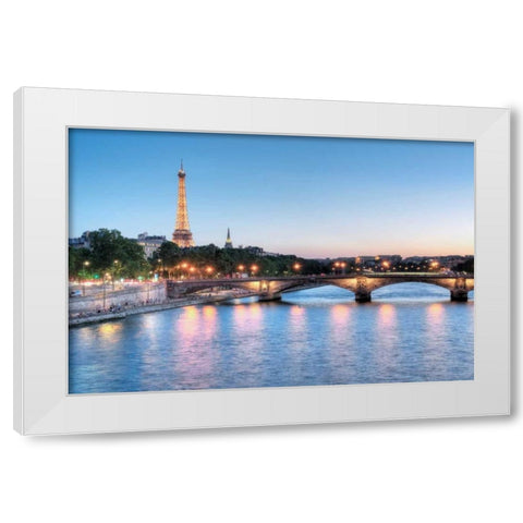 Twilight on the Seine White Modern Wood Framed Art Print by Blaustein, Alan