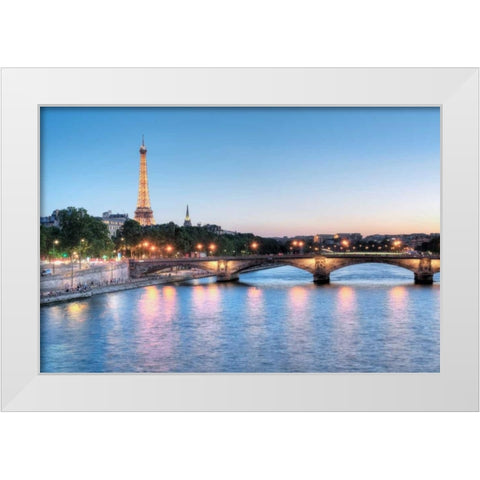 Twilight on the Seine White Modern Wood Framed Art Print by Blaustein, Alan