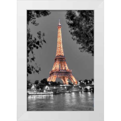 Nuit sur la Seine White Modern Wood Framed Art Print by Blaustein, Alan