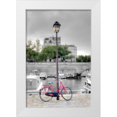 Bicycle St Martin Canal #1 White Modern Wood Framed Art Print by Blaustein, Alan