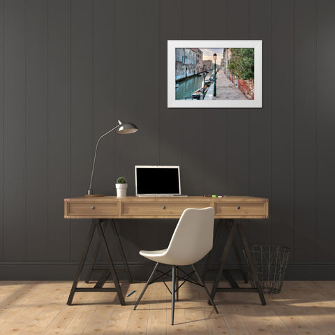 Venetian Passeggiata White Modern Wood Framed Art Print by Blaustein, Alan