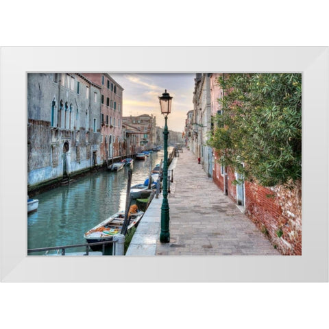 Venetian Passeggiata White Modern Wood Framed Art Print by Blaustein, Alan
