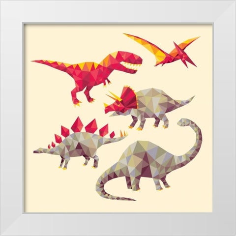 Geo Saurs White Modern Wood Framed Art Print by Buxton, Michael
