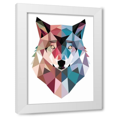 Geo Wolf White Modern Wood Framed Art Print by Buxton, Michael