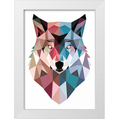 Geo Wolf White Modern Wood Framed Art Print by Buxton, Michael