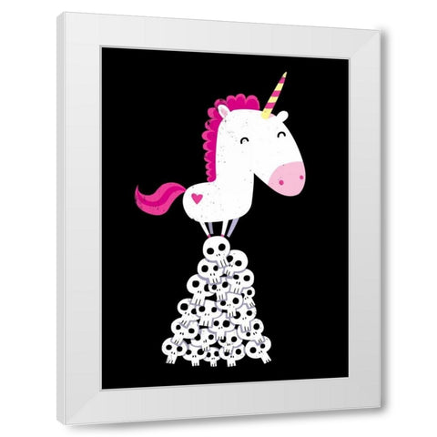Killer Unicorn White Modern Wood Framed Art Print by Buxton, Michael