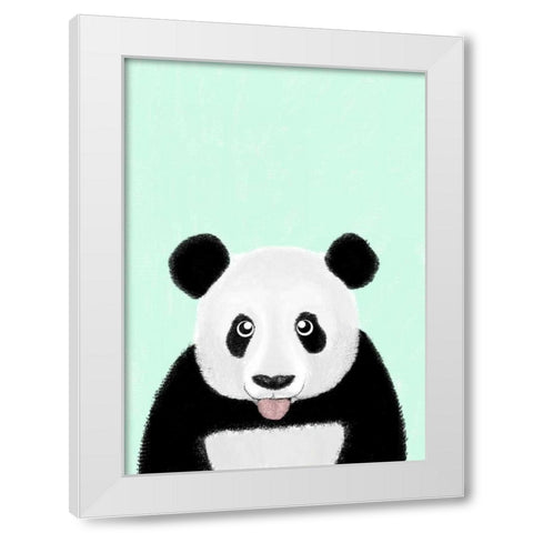 Cute Panda White Modern Wood Framed Art Print by Barruf