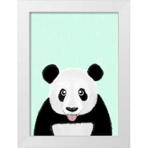 Cute Panda White Modern Wood Framed Art Print by Barruf