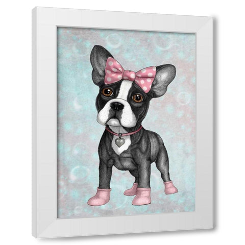 Sweet Frenchie White Modern Wood Framed Art Print by Barruf