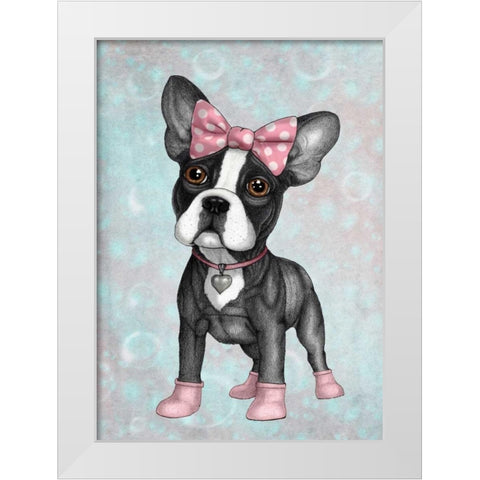 Sweet Frenchie White Modern Wood Framed Art Print by Barruf