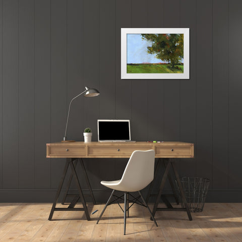 Autumn Oak and Empty Fields White Modern Wood Framed Art Print by Bailey, Paul