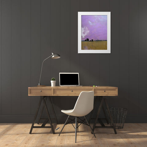 Over the Fields to the Distant Sea White Modern Wood Framed Art Print by Bailey, Paul
