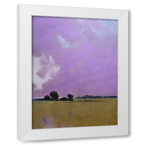 Over the Fields to the Distant Sea White Modern Wood Framed Art Print by Bailey, Paul